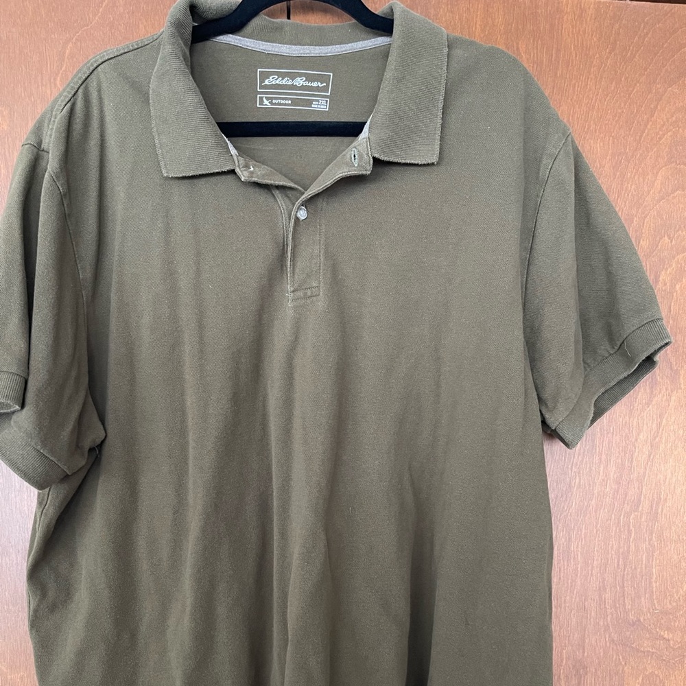 Eddie Bauer 2XL Olive Green Short Sleeve Polo